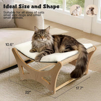 Cat Hammock Bed, Wooden Elevated Cat Beds with Natural Sisal Scratching Mat, Cats Scratcher Bed - Natural Wood - image 2