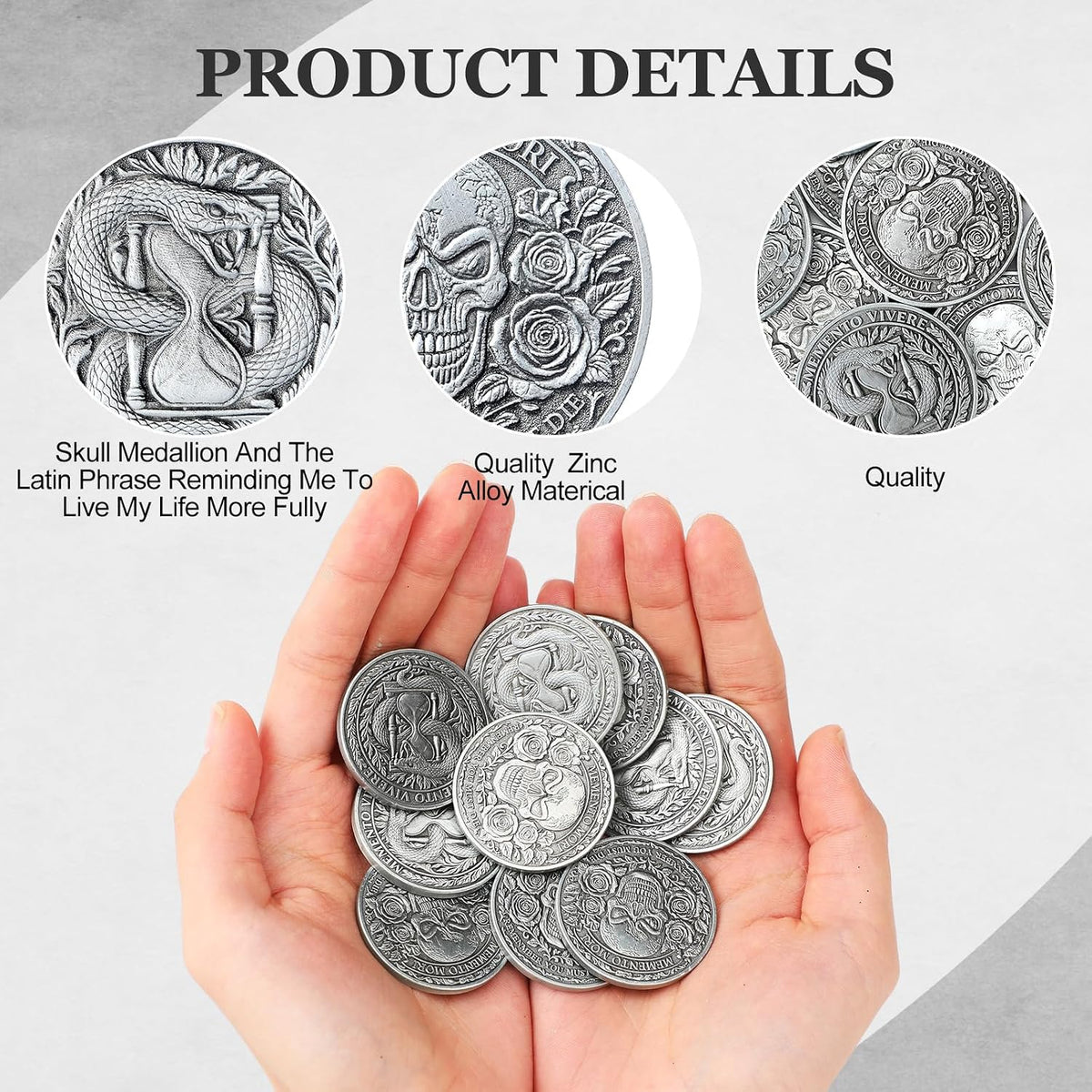 Misdary memento mori challenge coins in classic style copper finish with medallion box - view 16