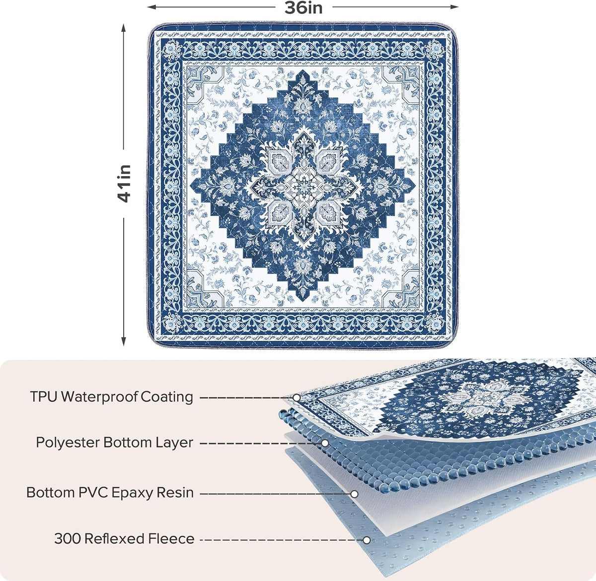 Washable Pee Pads for Dogs 72"x72" Reusable Dog Pads Extra Large - Blue / 36x41 Inch (Pack of 2) - image 2