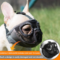 Short Snout Dog Muzzle - Adjustable Breathable Mesh Bulldog Muzzle for Biting Chewing Barking - Grey / X-large/ 18"-25" - image 3