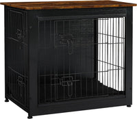 27" Dog Crate Furniture, Dog Kennel Indoor - Black+Rustic Brown / 27.2"L x 20.1"W x 23.6"H