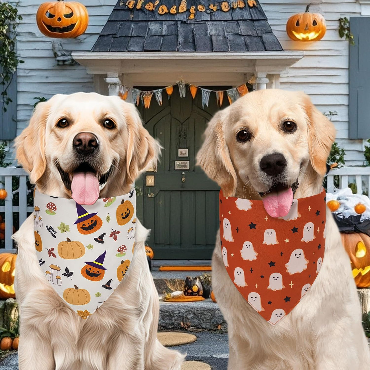 Halloween Dog Bandanas Large 2PCS - Hween-26-Mm Monster / X-Large - image 4