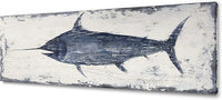 Yihui Arts Indigo Blue Swordfish Canvas Wall Art Painting Pictures for Living Room Bedroom Bathroom Decor