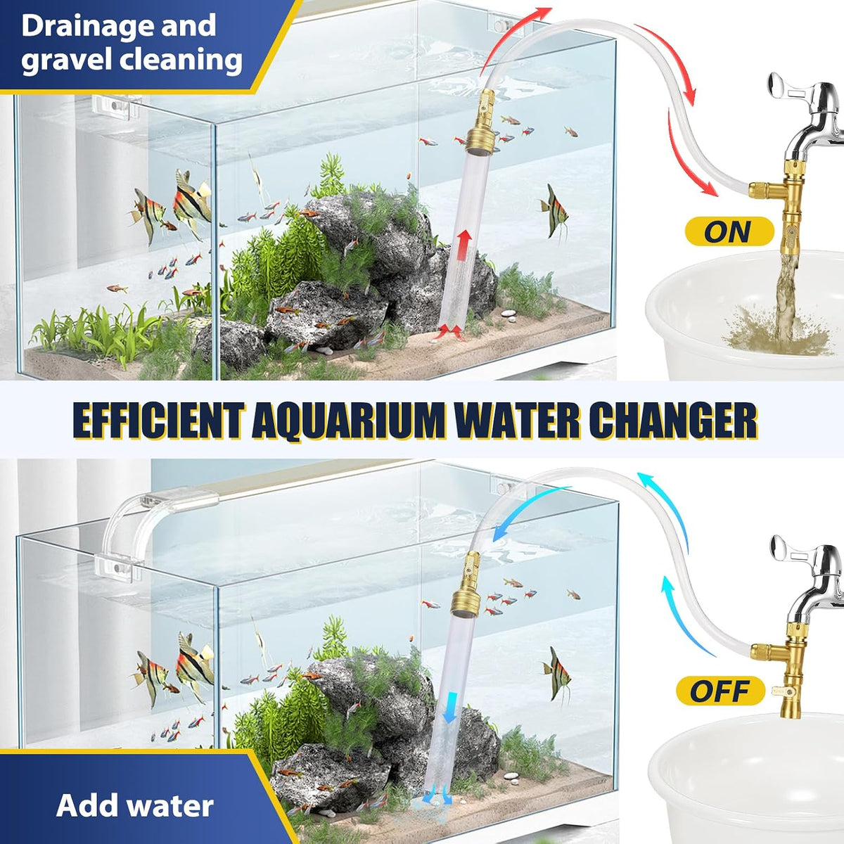 Gravel Vacuum for Aquarium Water Changer Fish Tank Cleaning Tools - 30ft - image 2