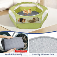 Pawaboo Small Animal Playpen, Waterproof Portable Pet Cage Tent - U-Green+Gray / 1 - image 3