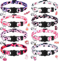8 Pcs Halloween Cat Collars Breakaway with Bell - Pink Halloween