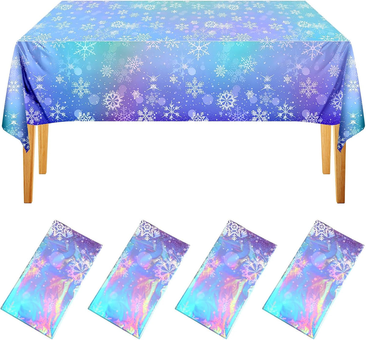 NOVWANG kids party tablecloth 4-pack in red, yellow, cloud and cow print - view 4