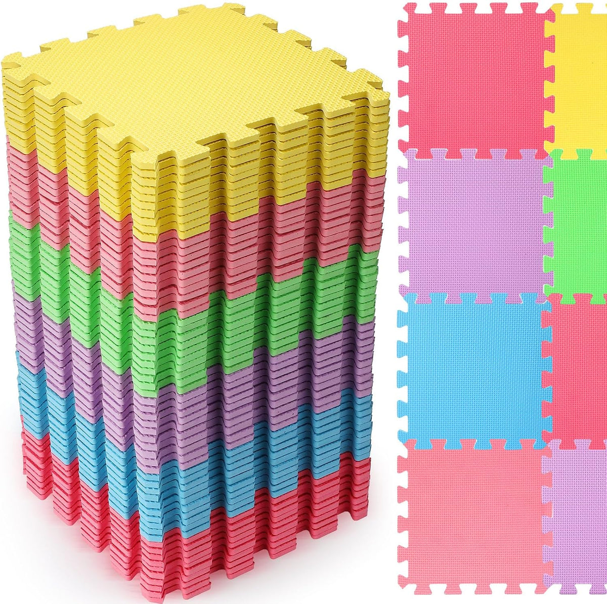 Nuanchu 60 PCS Kids Foam Puzzle Mat, Cream - Colorful