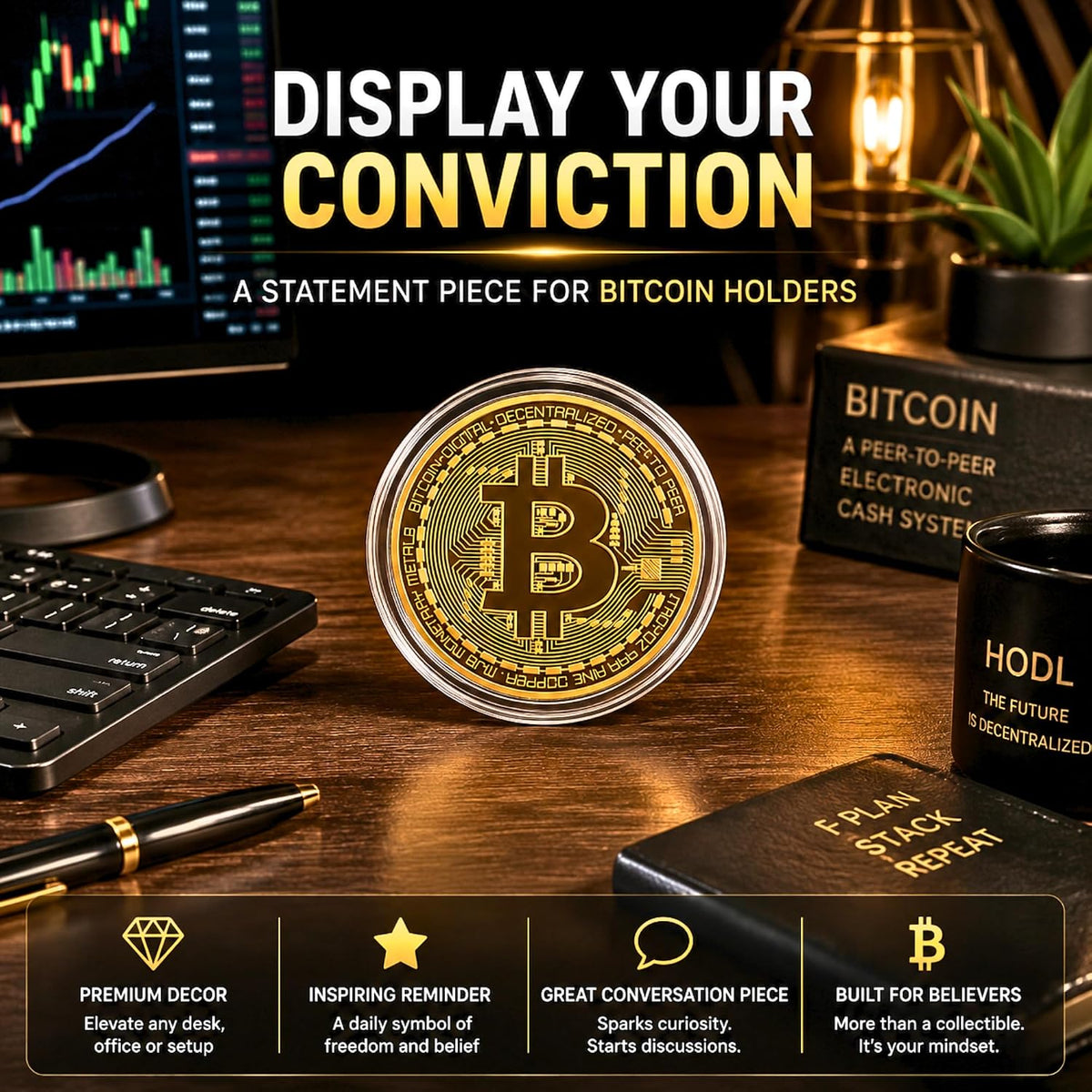 Collector's Bitcoin Coin, Commemorative Crypto Token - image 3