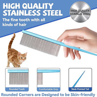 Grooming Pet Comb Rat Tail Dematting Cat and Dog Comb，Rounded Ends Design for Safe Tangle Removal, Hairstyling, Massage，Loose Hair Removal，Prevent Irritation，Fluffing Paws,Face,Tail,Remove Tear Stain