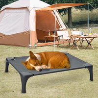 Outdoor Elevated Dog Bed With Portable Bag, Easy to Assemble for Medium Small Dogs, Raised Cot With Pet-Friendly Feet, Breathable Mesh for Camping or Travel, Dark Grey