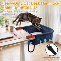Extra-Sturdy Cat Desk Bed for Large Cats 50lbs Desk Cat Bed Attachment – Essentials for Cats - Blue - image 2
