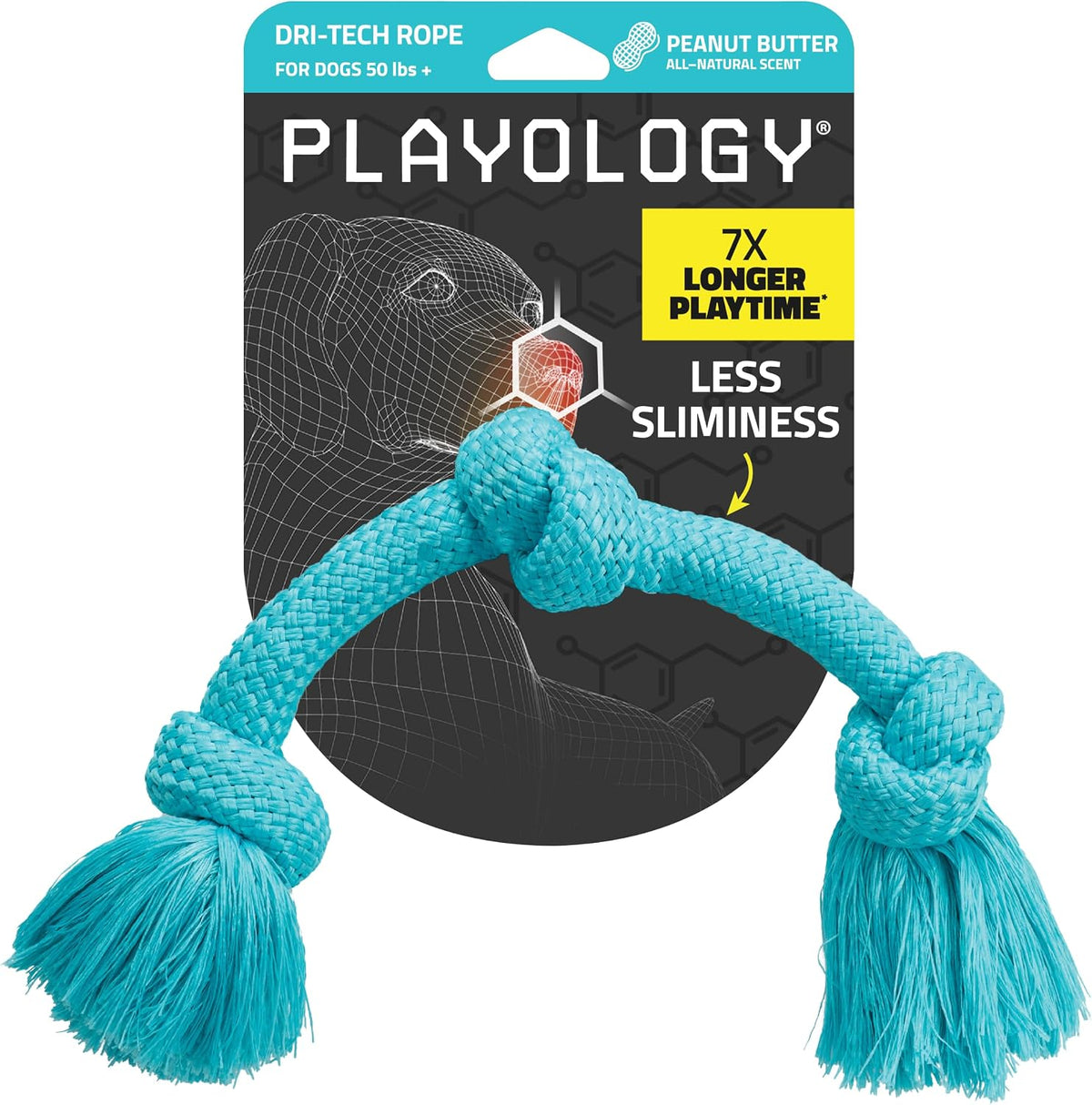 Playology Tug Rope Dog Toys for Large Dogs, Peanut Butter Scent - Jumbo / Peanut Butter