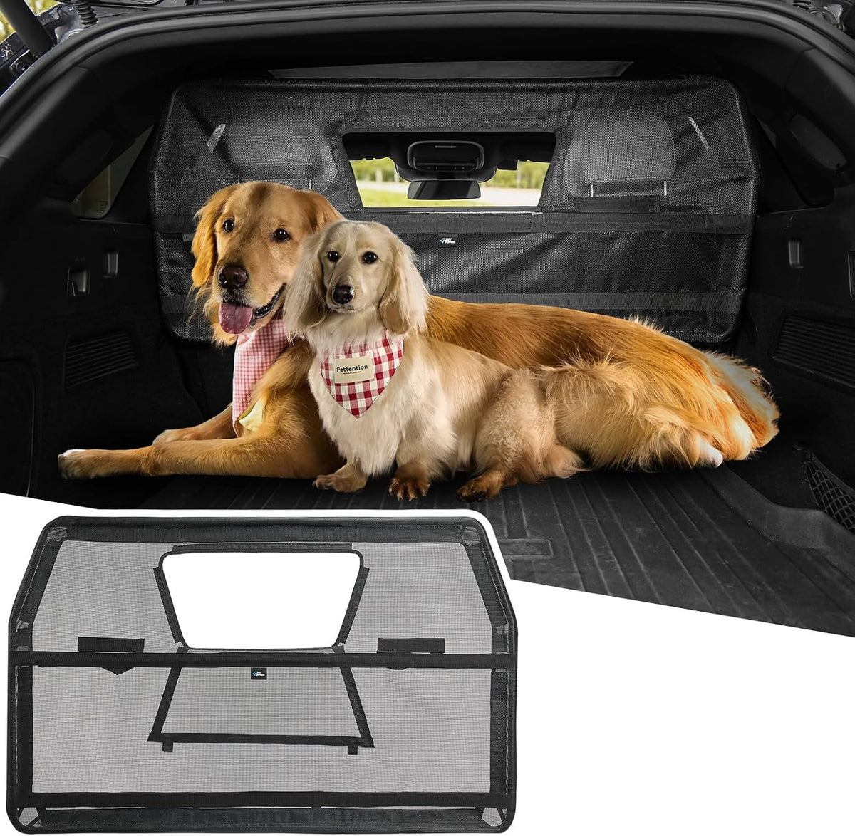 JOYTUTUS 52" Wide Dog Car Barrier with Removable Visual Window - Small 46"*21"