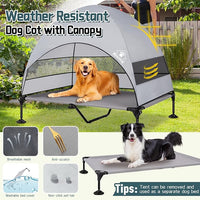 Elevated Outdoor Dog Bed with Canopy & Adjustable Feet - Larger Shade for Camping, Backyard & Patio