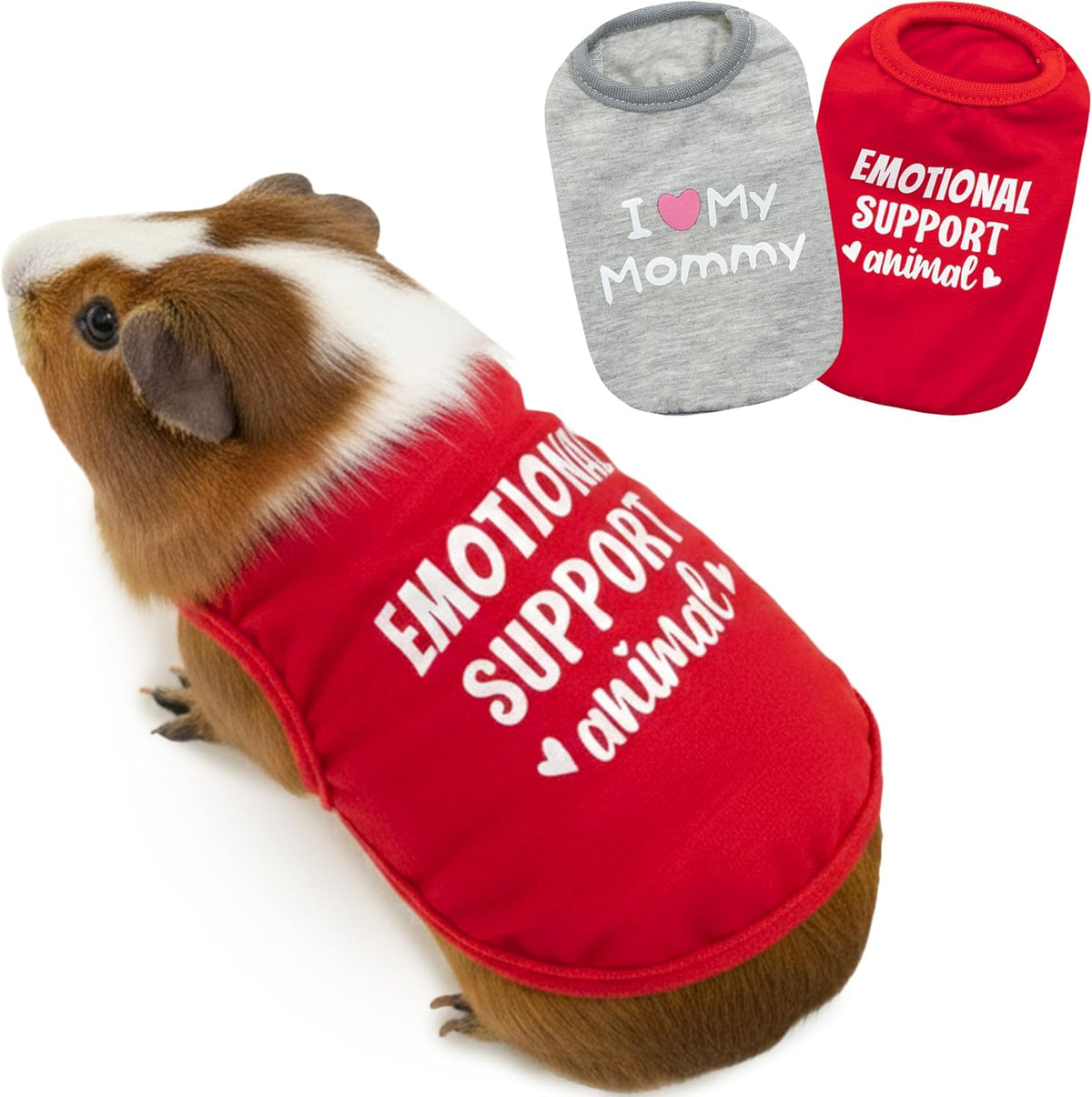 Guinea Pig Clothes, Soft Small Animal Vest T-Shirt – Essentials for Reptiles And Amphibians - Red and Grey / XXXS