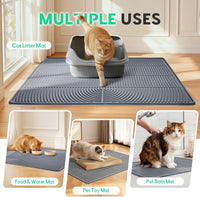 Cat Litter Mat,47" x 35" Extra Large Silicone Waterproof Litter Trapping Mat for Scatter Control - 34" x 22" / Grey - image 3