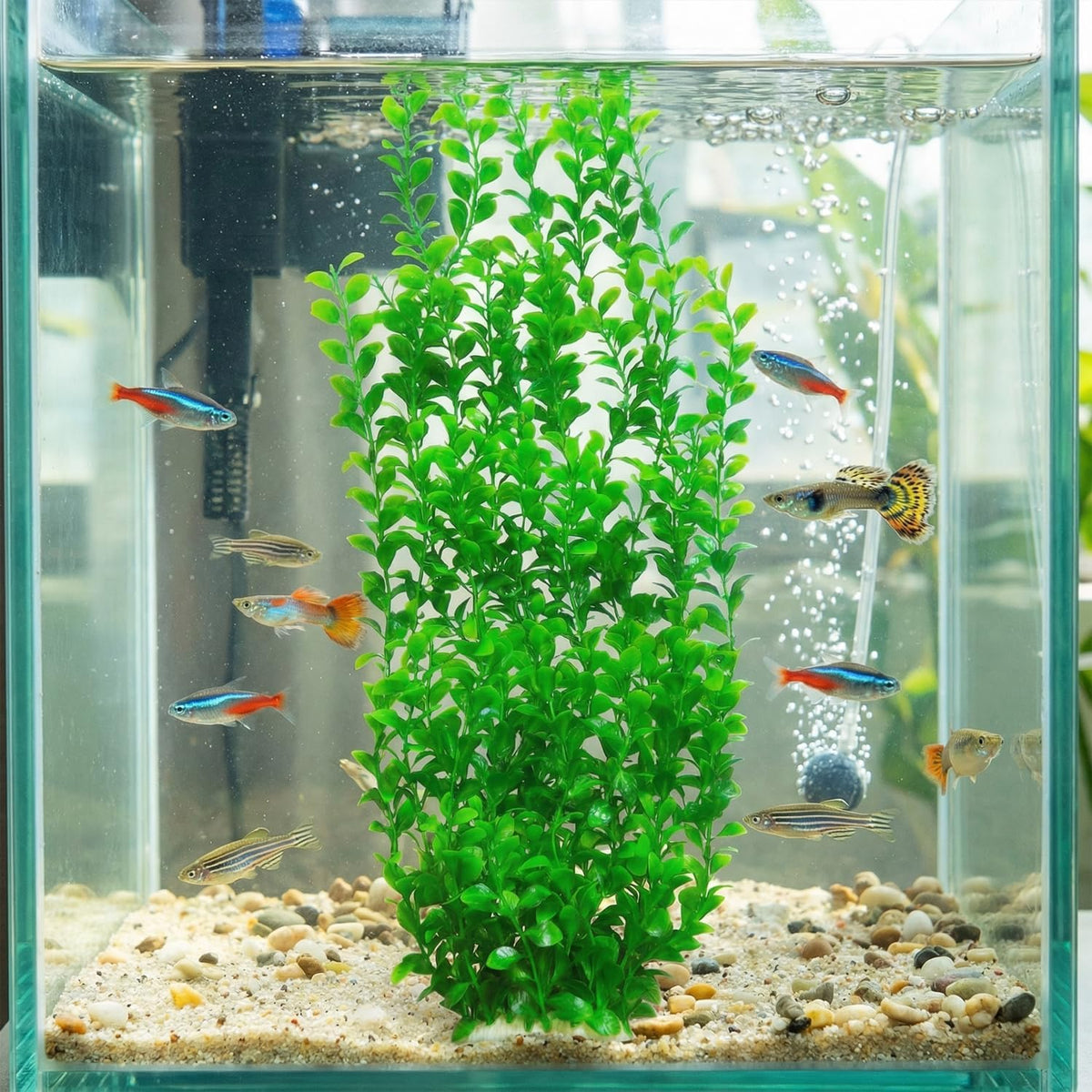 Tall Green Round Leaves Aquarium Décor Plastic Plants Extra Large 22 - image 3