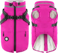 Dogcheer Dog Winter Coat with Harness - Pink / XX-Large(Chest:35.4", Back:23.6" Neck:23.6")