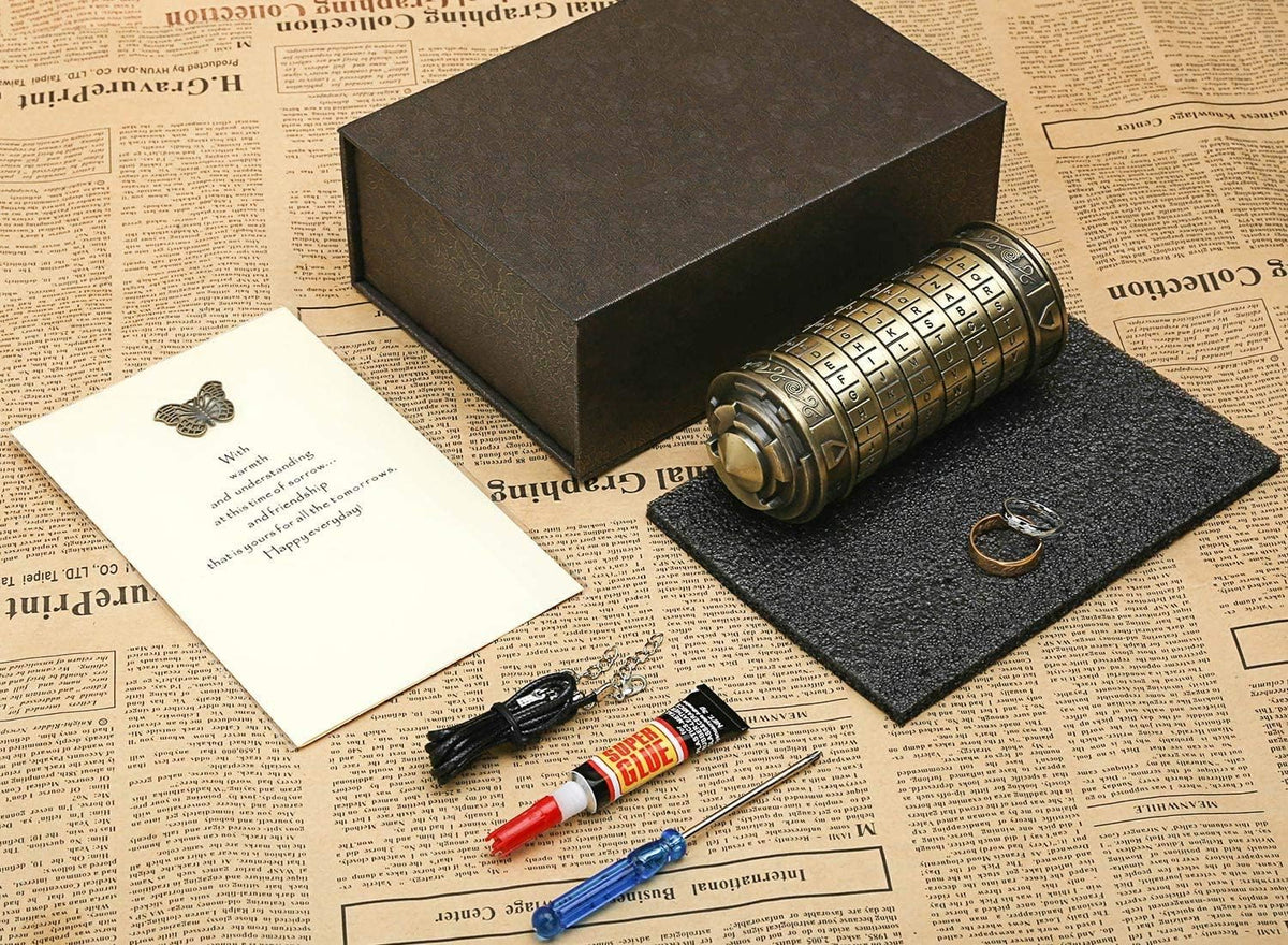 FLYALIGOGO metal Da Vinci Code cryptex puzzle box with letter dials - view 11