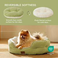 Bedsure Small Dog Bed Washable, Round Cat Beds for Indoor Cats - 25"L x 21"W x 8"Th / Pale Bean Green - image 2