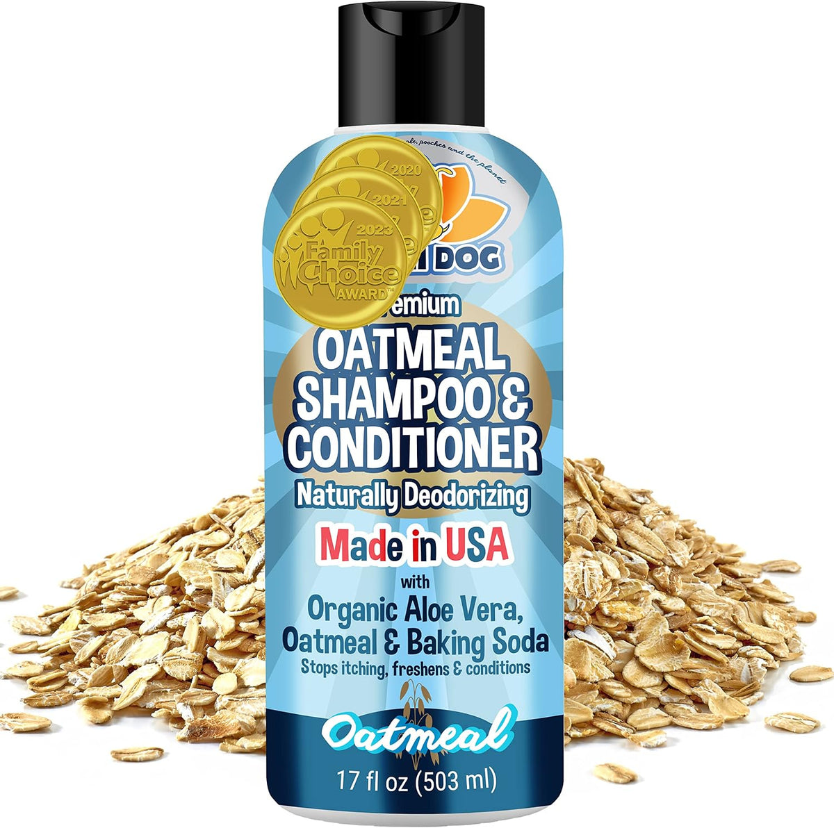 Bodhi Dog Skunk Shampoo | Skunk Smell Odor Remover Cleans & Deodorizes Using Essential Oils - Oatmeal / 17 Fl Oz