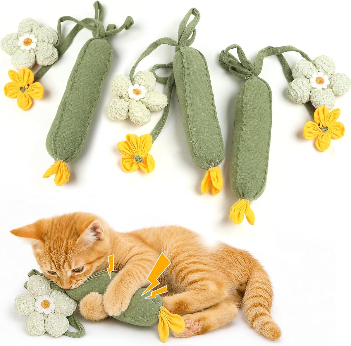 14.6in Extra Long Cat Kicker Toy 3PCS, Cat nip Toys for Cats – Essentials for Cats - Cucumber 3pcs