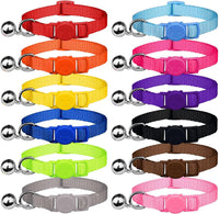 12 PCS Breakaway Cat Collars with Bell Colorful Soft Safety Buckle