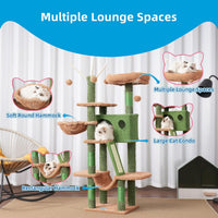 Hey-brother Cat Tree Tower with Padded Platform Bed, Hammock - 53 Inch / Cactus - image 4