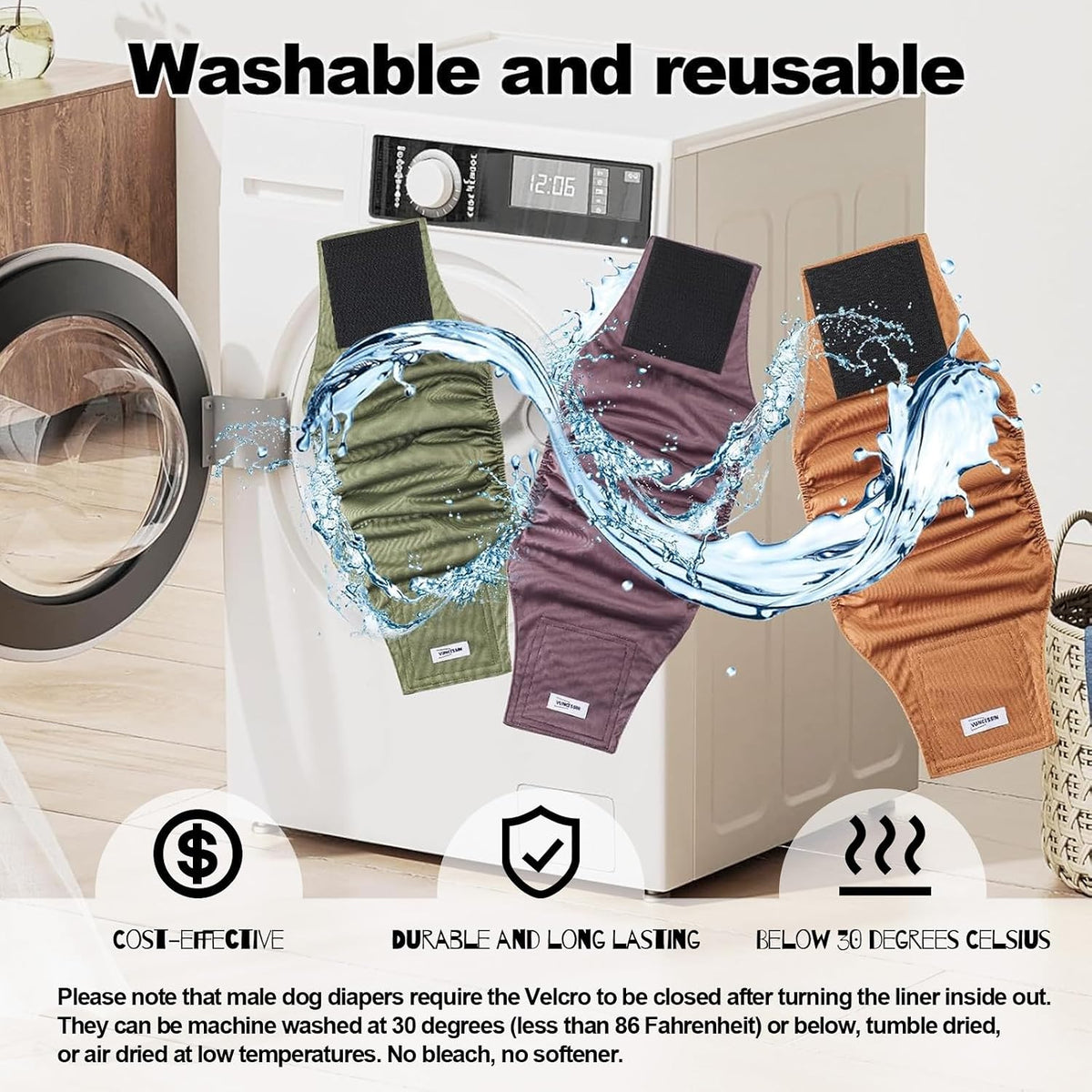 Washable Dog Diapers Male Reusable - Purple，Brown，Green / X-Small - image 4