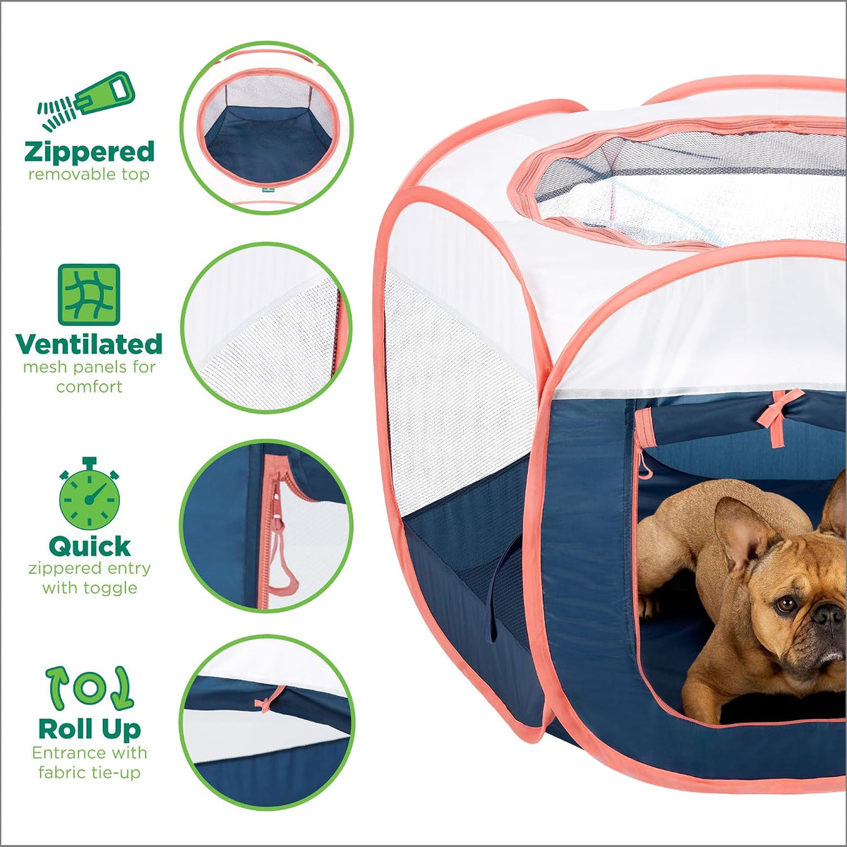 FurHaven Soft-Sided Dog & Cat Playpen - Navy / Medium - image 3