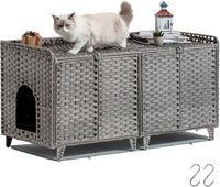 Cat Litter Box Enclosure Hidden Litter Box Furniture - Extra Large / Grey