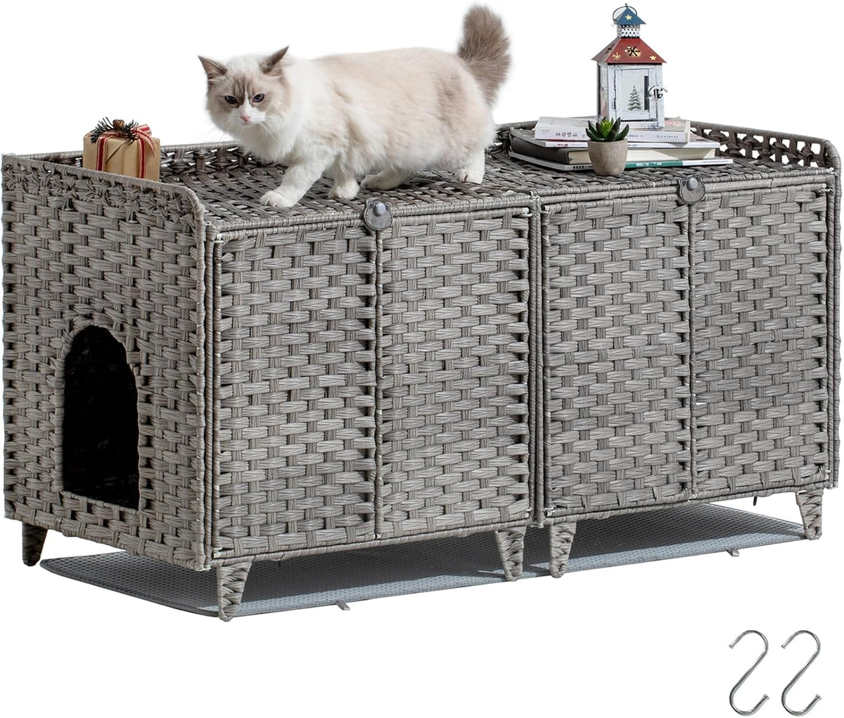 Cat Litter Box Enclosure Hidden Litter Box Furniture - Extra Large / Grey