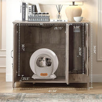 Cat Litter Robot Enclosure, Automatic Litter Box Enclosure for Litter Robot 3/4,Cat-Exclusive entrace for Dog Proof and Fun,Charging Station for cat Litter Cabinet,Litter Collector and Lock,Grey