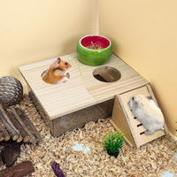 Extra Large Wood Hamster Sand Bath Box Small Animals Bathroom - With Two Hole - image 3