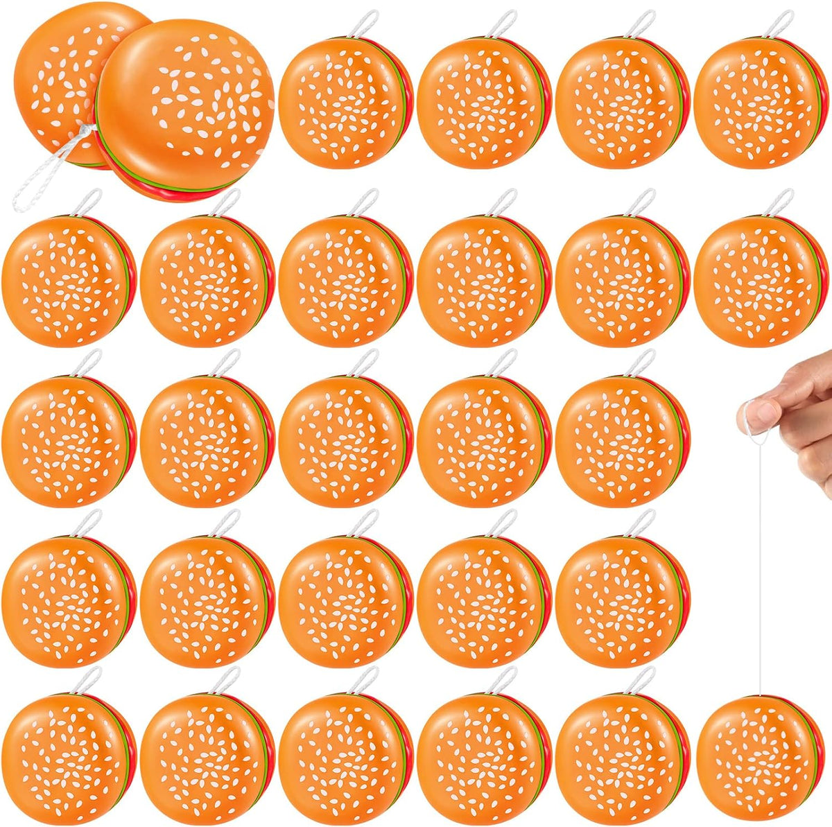 Leitee hamburger yoyo toys, 24 plastic burger shaped yo-yos for party favors