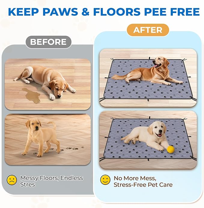 Fostanfly Washable Pee Pads for Dogs, Ultra-Absorbent & Leakproof Reusable Puppy Pads Non-Slip Protects Against Urine Leakage for Potty Training-4 Pack 18"x24" Add 8 Lanyards