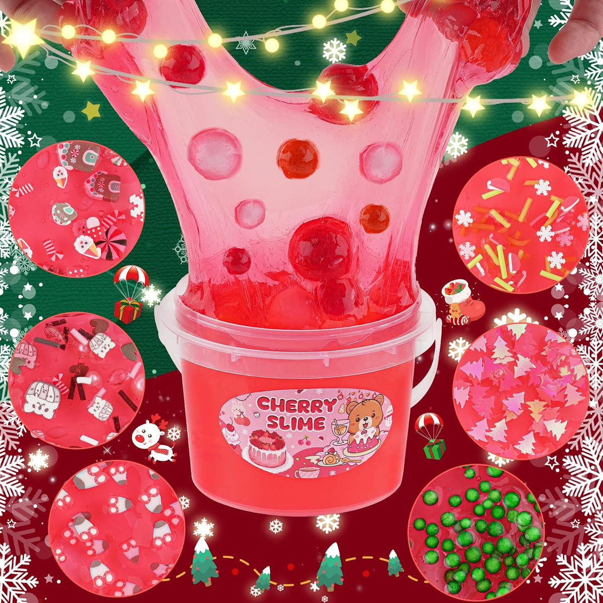 Astronaut Galaxy Slime for Kids, Big Slime Bucket with Clay - Red Slime Cherry - image 2