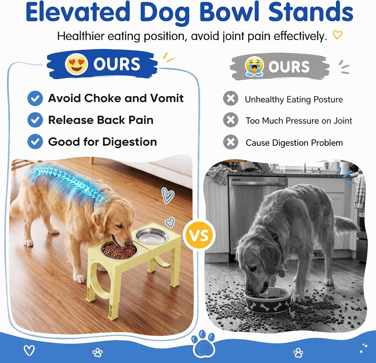 XIAZ Elevated Dog Bowls Large Breed Raised Dogs Bowl Stand - F-Yellow / Basic - image 3