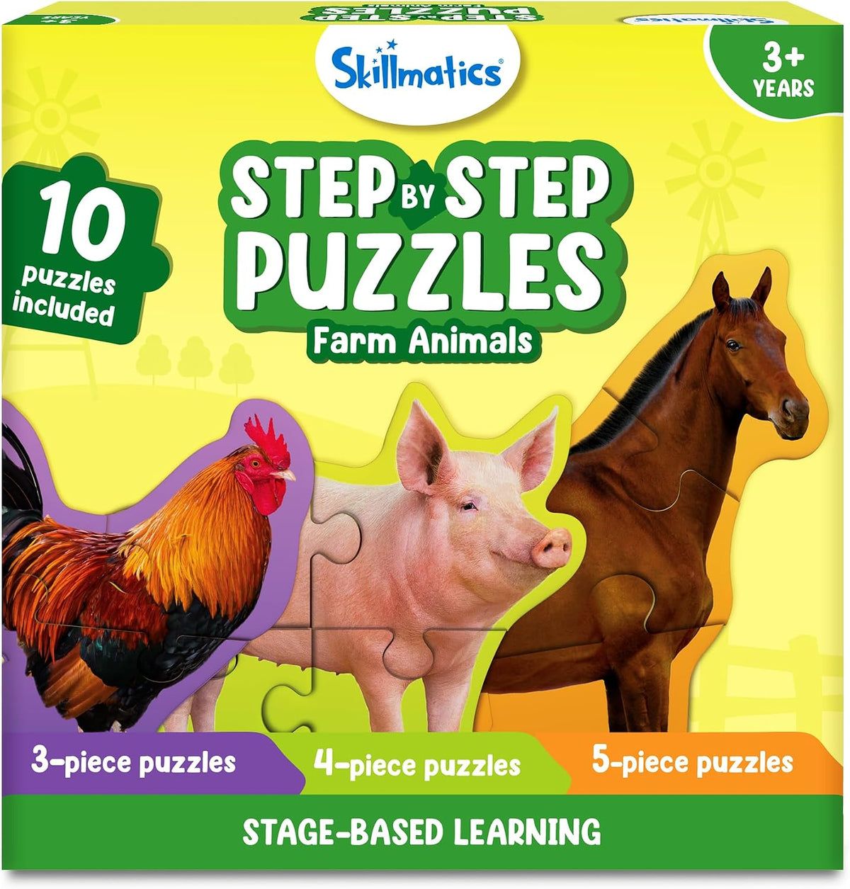 Skillmatics Step by Step Jigsaw Puzzles, Toddler Toys & Games - 1. Farm Animals