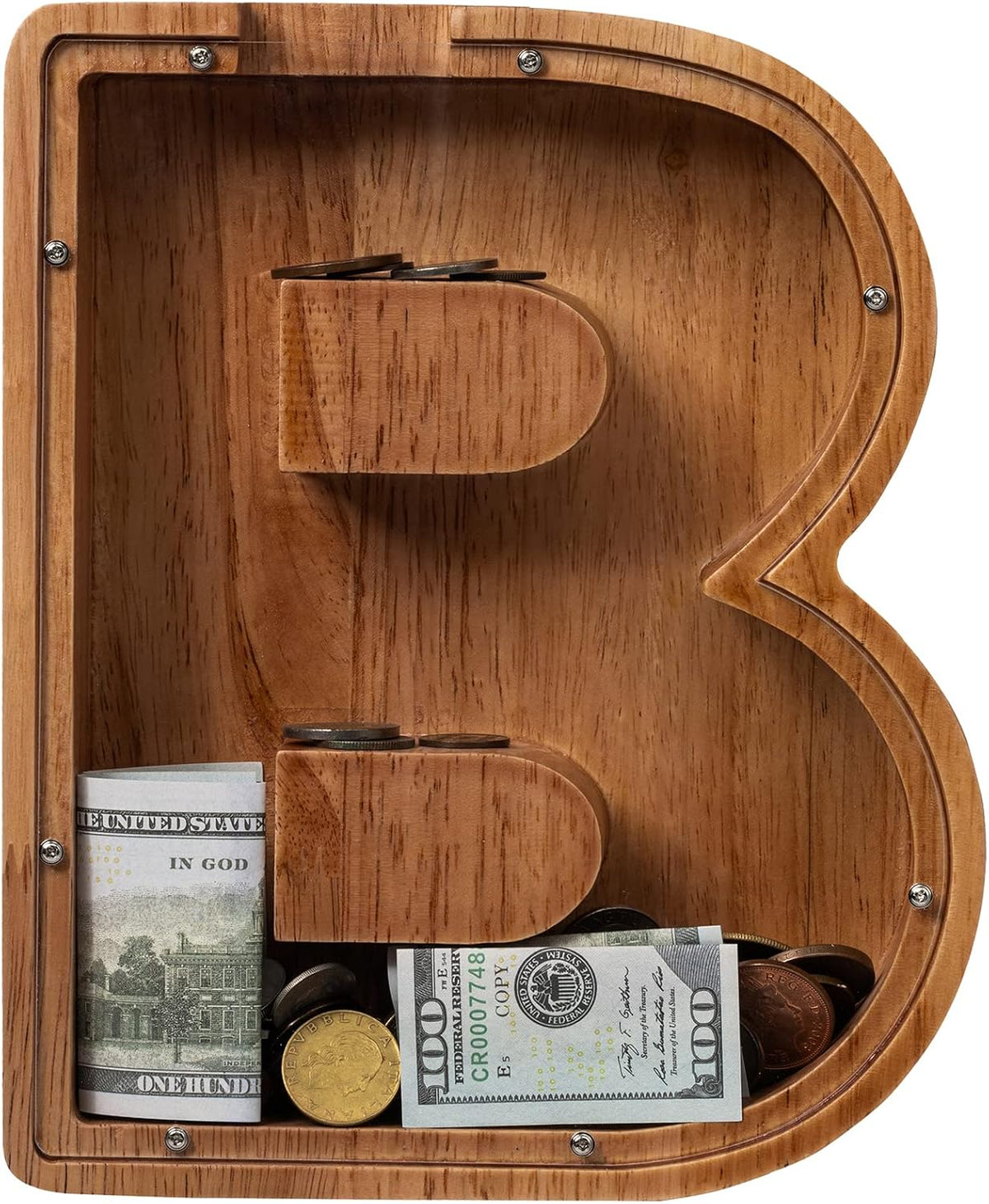 Ladenk Wooden Letter Piggy Bank - B / Initial-9" - image 2
