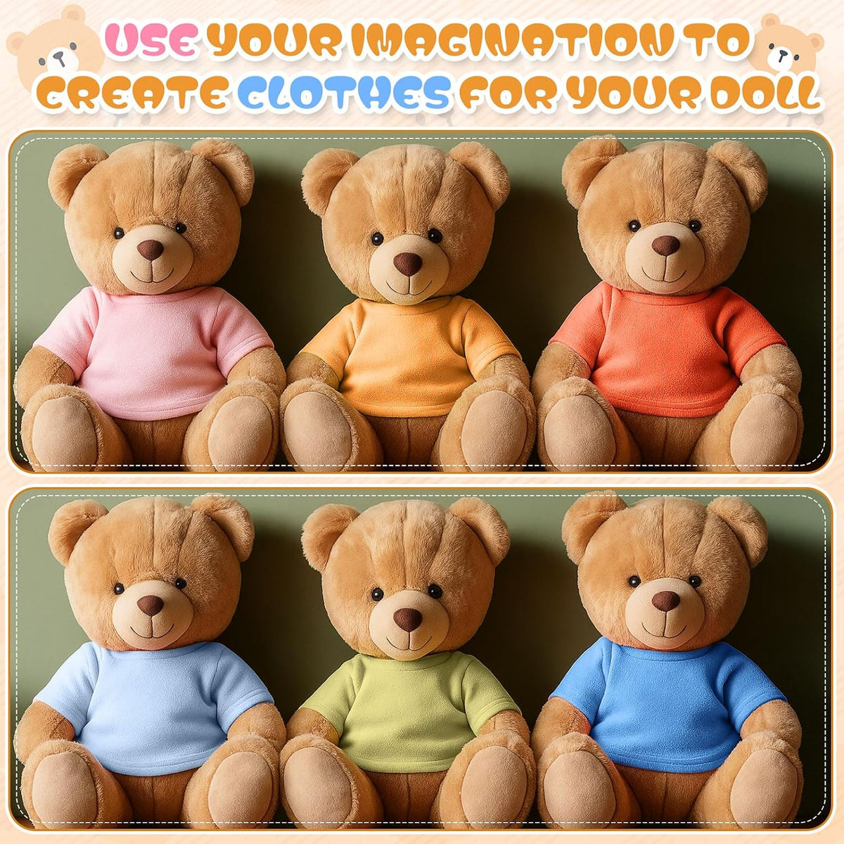 Skylety Bear Shirts Stuffed Animal Clothes for 14-18 Inch - Morandi Colors - image 4
