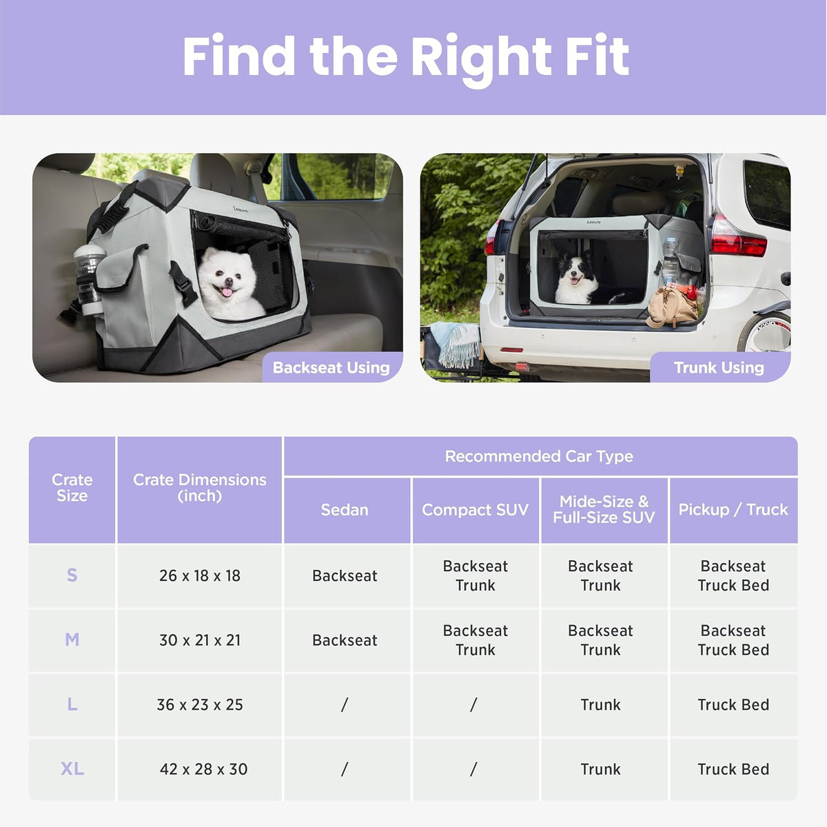 Lesure Portable Soft Collapsible Dog Crate for Large Dogs - Light Grey / 26.0"L x 18.0"W x 18.0"H - image 4