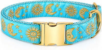 Cat Collar with Bell for Kittens & Cats, Moon & Stars Design – Essentials for Cats - Ocean Blue Collar / Small (Pack of 1)