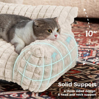 Cat Couch Bed with Fluffy Faux Rabbit Fur for Indoor Cats - Off White / Small: 24"L x 18"W x 10"Th - image 2
