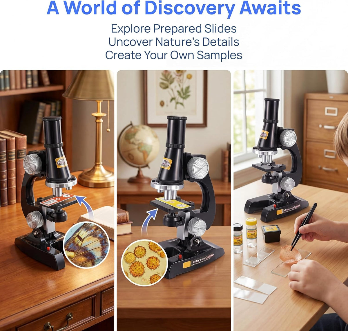 Little World Kids Microscope with LED Light - Black - image 3