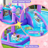GYMMALL white inflatable bounce house for kids with slide, ball pit and mesh walls - view 11