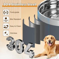 UPSKY 27oz Elevated Stainless Steel Dog Bowls Non-Slip Wooden Stand - Grey - image 4