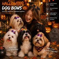 Tondiamo 100 Pack Halloween Dog Hair Bows Ghost Pattern Rubber Bands – Essentials for Dogs - Ghost Pattern - image 2