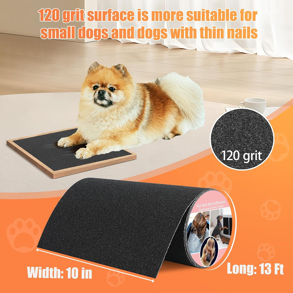 Pet Nail Self Adhesive Replacement Emery Paper - 10in*13ft / Black(120 grit) - image 2